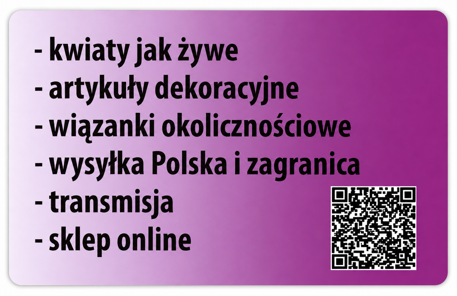 Tył wizytówki Bukieternii